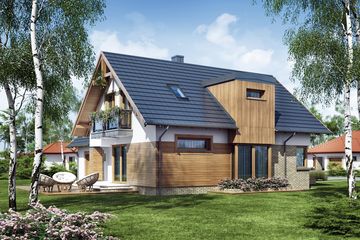  Projekt domu Archimedes (WRW1100) - projekt domu parterowego z poddaszem - Zdjęcie 1