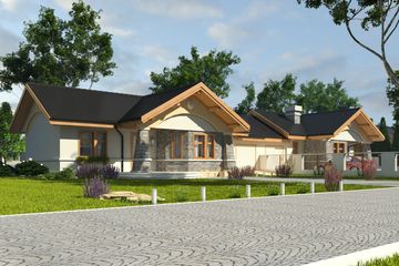  Projekt domu Skowronek z garażem 1-st. bliźniak [A-BL1] (WRF1294) - projekt domu parterowego - Zdjęcie 1