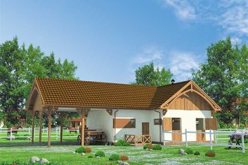  Projekt stajni S10 stajnia dla koni - 4 boksy (SLN1088) - projekt stajni parterowego - Zdjęcie 1