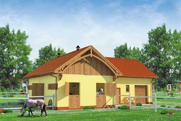  Projekt stajni S11 stajnia dla koni - 4 boksy (SLN1089) - projekt stajni parterowego - Zdjęcie 1