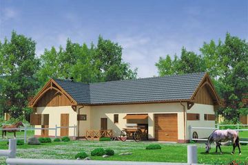  Projekt stajni S13 Stajnia dla koni - 4 boksy (SLN1091) - projekt stajni parterowego - Zdjęcie 1