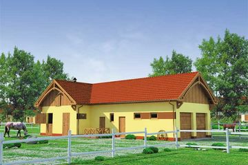  Projekt stajni S14 Stajnia dla koni - 4 boksy (SLN1092) - projekt stajni parterowego - Zdjęcie 1