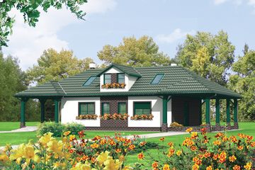  Projekt domu Szarlotta (z wiatą) (WRC2374) - projekt domu parterowego z poddaszem - Zdjęcie 1