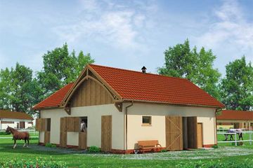  Projekt stajni S16 Stajnia dla koni - 4 boksy (SLN1094) - projekt stajni parterowego - Zdjęcie 1
