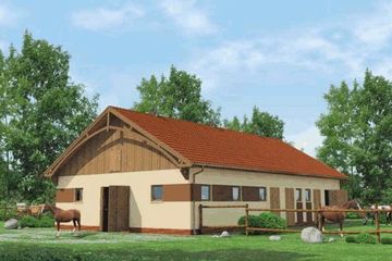  Projekt stajni S19 Stajnia dla koni - 8 boksów (SLN1097) - projekt stajni parterowego - Zdjęcie 1