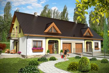  Projekt domu Amanda z garażem 1-st. bliźniak [A-BL] (WRF1523) - projekt domu parterowego z poddaszem - Zdjęcie 1