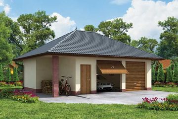 Projekt garażu G33 garaż dwustanowiskowy z pomieszczeniem gospodarczym (SLN1009) - projekt garażu parterowego - Zdjęcie 1