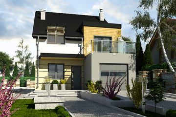  Projekt domu Gwarek II z garażem 1-st. [A] (WRF1527) - projekt domu parterowego z poddaszem - Zdjęcie 1