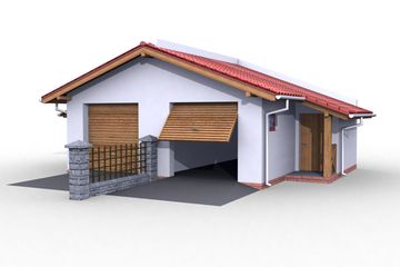 Projekt garażu G18 bliźniak (jeden segment), projekty garaży - parterowy dom o powierzchni 26,41 m², dach dwuspadowy, koszt budowy 25 692 zł - ujęcie frontu