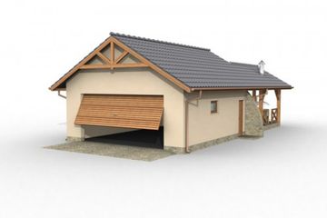  Projekt garażu G25 garaż dwustanowiskowy z wiatą (SLN1121) - projekt garażu parterowego - Zdjęcie 1