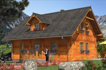  Projekt domu L-29 Dom z bali (BBD1036) - projekt domu parterowego z poddaszem - Zdjęcie 1