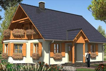 Projekt domu L-46 Dom hiacyntowa - murowany - parterowy z poddaszem dom o powierzchni 149,90 m², dach dwuspadowy - ujęcie 3
