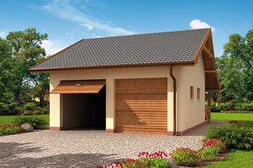  Projekt garażu G36 garaż dwustanowiskowy z werandą (SLN1132) - projekt garażu parterowego - Zdjęcie 1