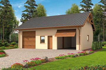  Projekt garażu G50 garaż dwustanowiskowy z pomieszczeniami gospodarczymi (SLN1144) - projekt garażu parterowego - Zdjęcie 1