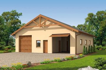  Projekt garażu G51 garaż czterostanowiskowy z pomieszczeniami gospodarczymi (SLN1145) - projekt garażu parterowego - Zdjęcie 1