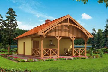  Projekt garażu G57 garaż jednostanowiskowy z pomieszczeniem gospodarczym i altaną (SLN1151) - projekt garażu parterowego - Zdjęcie 1