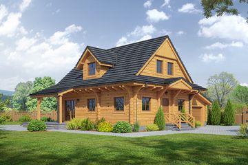 Projekt domu Rydzowo 3g - parterowy z poddaszem dom o powierzchni 103,22 m², dach dwuspadowy - ujęcie frontu
