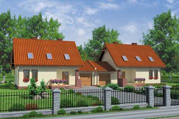  Projekt domu Rio Grande - Bliźniak (jeden segment) (SLN1065) - projekt domu parterowego z poddaszem - Zdjęcie 1