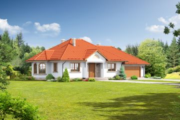  Projekt domu Zadębie średnie 3 + garaż (KRP1521) - projekt domu parterowego - Zdjęcie 1
