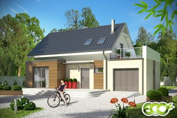  Projekt domu Eco 1 z garażem 1-st. [A] (WRF1436) - projekt domu parterowego z poddaszem - Zdjęcie 1