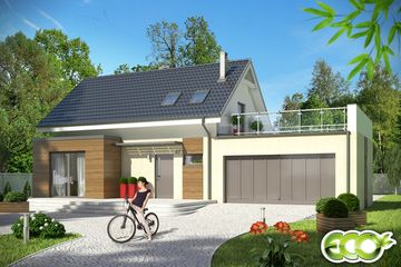  Projekt domu Eco 1 z garażem 2-st. [A1] (WRF1438) - projekt domu parterowego z poddaszem - Zdjęcie 1