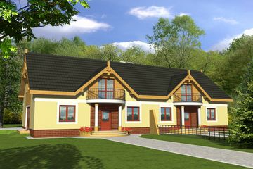  Projekt domu Wiktoria bez garażu bliźniak [B-BL] (WRF1372) - projekt domu parterowego z poddaszem - Zdjęcie 1