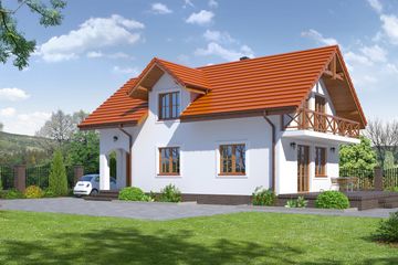  Projekt domu Osiek wąski 2k (KRP1078) - projekt domu parterowego z poddaszem - Zdjęcie 1