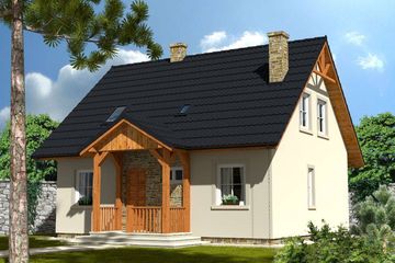  Projekt domu Domek Ciepły (012 BK + Z) (SLF1012) - projekt domu parterowego z poddaszem - Zdjęcie 1