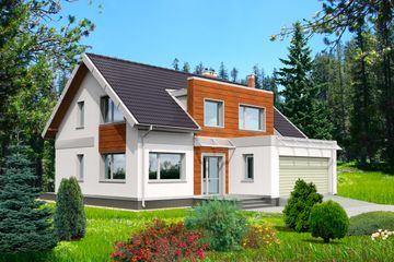  Projekt domu Essen DCP214 (WOB1081) - projekt domu parterowego z poddaszem - Zdjęcie 1
