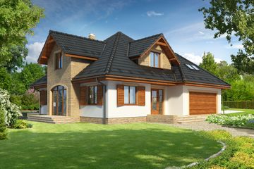  Projekt domu Bolonia II DCP270a (WOB1152) - projekt domu parterowego z poddaszem - Zdjęcie 1