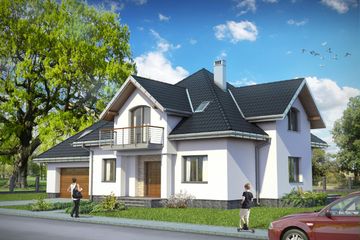  Projekt domu Ksymena (1336) (KRD2466) - projekt domu parterowego z poddaszem - Zdjęcie 1