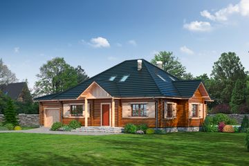  Projekt domu Dębina z garażem 6 (KRP1117) - projekt domu parterowego z poddaszem - Zdjęcie 1