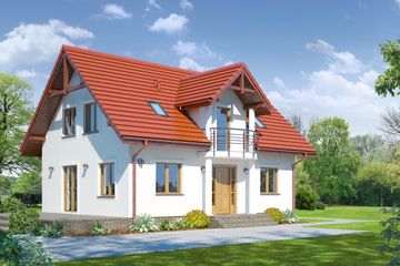  Projekt domu Miłosna średnia (KRP1088) - projekt domu parterowego z poddaszem - Zdjęcie 1