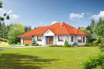  Projekt domu Zadębie średnie 4 + garaż (KRP1097) - projekt domu parterowego - Zdjęcie 1