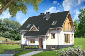  Projekt domu Fiona Ultra Stok - murowana – beton komórkowy (KRD2459) - projekt domu parterowego z poddaszem - Zdjęcie 1