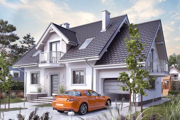  Projekt domu Helena Rex - murowana – ceramika (KRD2460) - projekt domu parterowego z poddaszem - Zdjęcie 1