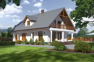  Projekt domu Świdnica mg (KRP1477) - projekt domu parterowego z poddaszem - Zdjęcie 1