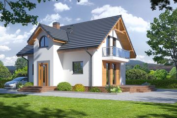  Projekt domu Brzoza mała 2 (KRP1479) - projekt domu parterowego z poddaszem - Zdjęcie 1