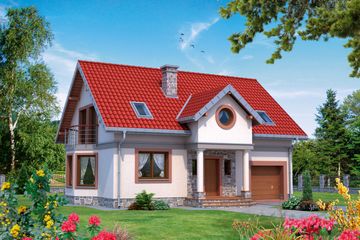  Projekt domu Drabant Luxor - murowana – beton komórkowy (KRD2069) - projekt domu parterowego z poddaszem - Zdjęcie 1