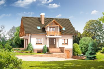  Projekt domu Jaworki 9 (KRP1135) - projekt domu parterowego z poddaszem - Zdjęcie 1