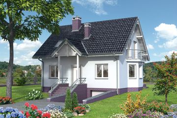  Projekt domu Sonia Mini - murowana – beton komórkowy (KRD2085) - projekt domu parterowego z poddaszem - Zdjęcie 1