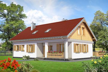  Projekt domu Modrzyk Max - murowana ceramika (KRD2477) - projekt domu parterowego z poddaszem - Zdjęcie 1