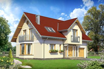  Projekt domu Pablo Neo - murowana – ceramika (KRD2480) - projekt domu parterowego z poddaszem - Zdjęcie 1