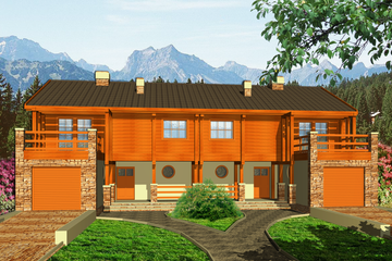 Projekt domu Eliza z garażem 1-st. bliźniak [A-BL2] - z pełnym piętrem dom o powierzchni 277,80 m², dach dwuspadowy - ujęcie frontu