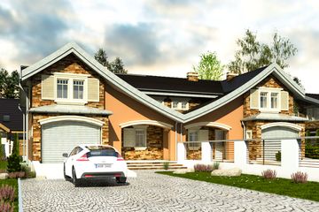  Projekt domu Cezar z garażem 1-st. bliźniak [A-BL2] (WRF1193) - projekt domu parterowego z poddaszem - Zdjęcie 1