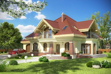  Projekt domu Dzierlatka III z garażem 1-st. [A1] (WRF1246) - projekt domu parterowego z poddaszem - Zdjęcie 1