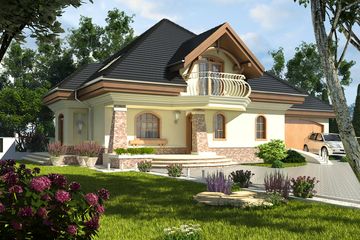  Projekt domu Dzierlatka V z garażem 2-st. [A1] (WRF1251) - projekt domu parterowego z poddaszem - Zdjęcie 1