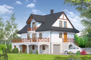  Projekt domu Jaworzynka średnia (KRP1159) - projekt domu parterowego z poddaszem - Zdjęcie 1