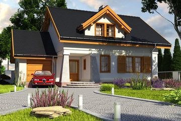  Projekt domu Ewa z garażem 1-st. [A] (WRF1019) - projekt domu parterowego z poddaszem - Zdjęcie 1