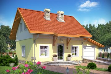  Projekt domu Florek z garażem 1-st. [A] (WRF1020) - projekt domu parterowego z poddaszem - Zdjęcie 1